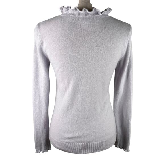 Club Monaco Cashmere Sweater Gray Pale XS Ruffle Neck - Picture 2 of 10